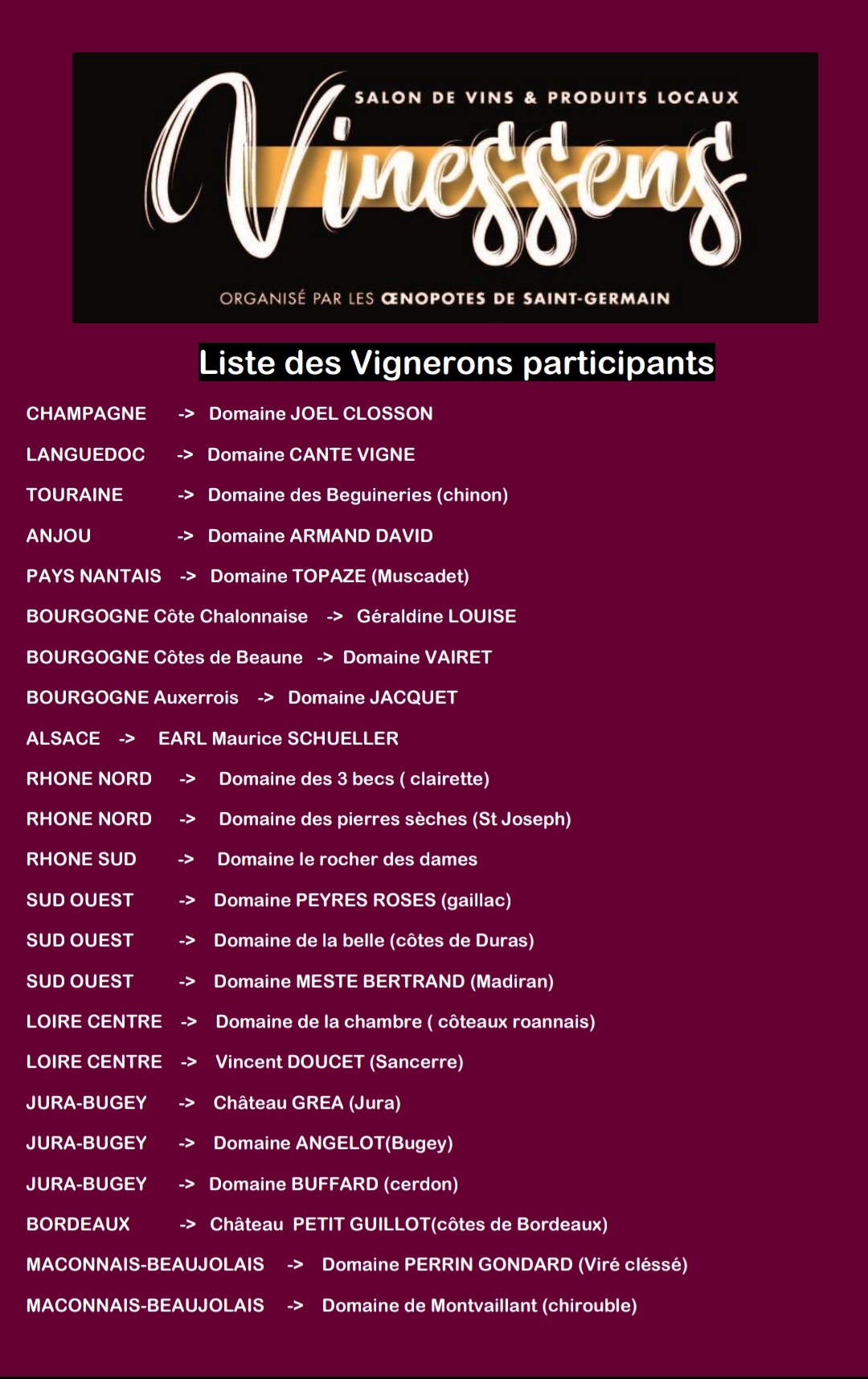 liste participants vin